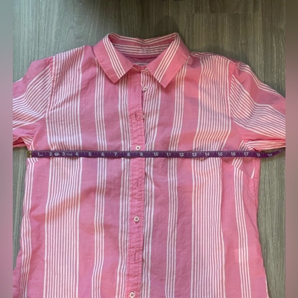 Talbots Pink & White Stripe Button Down Blouse - Picture 8 of 10